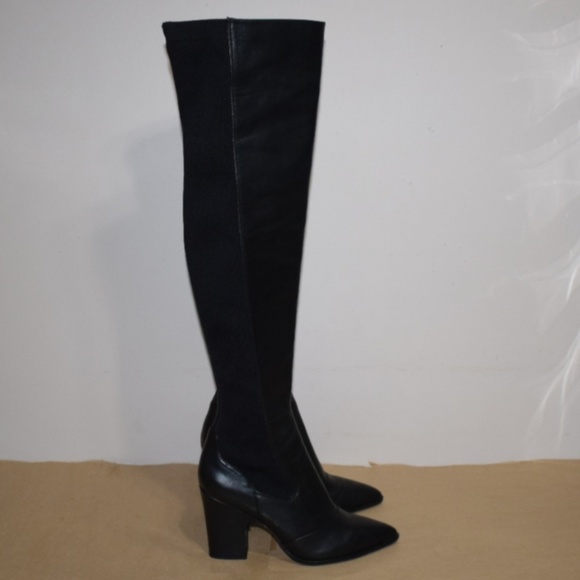 Sam Edelmam Natasha Black Leather Knee-High Boots - Picture 2 of 13